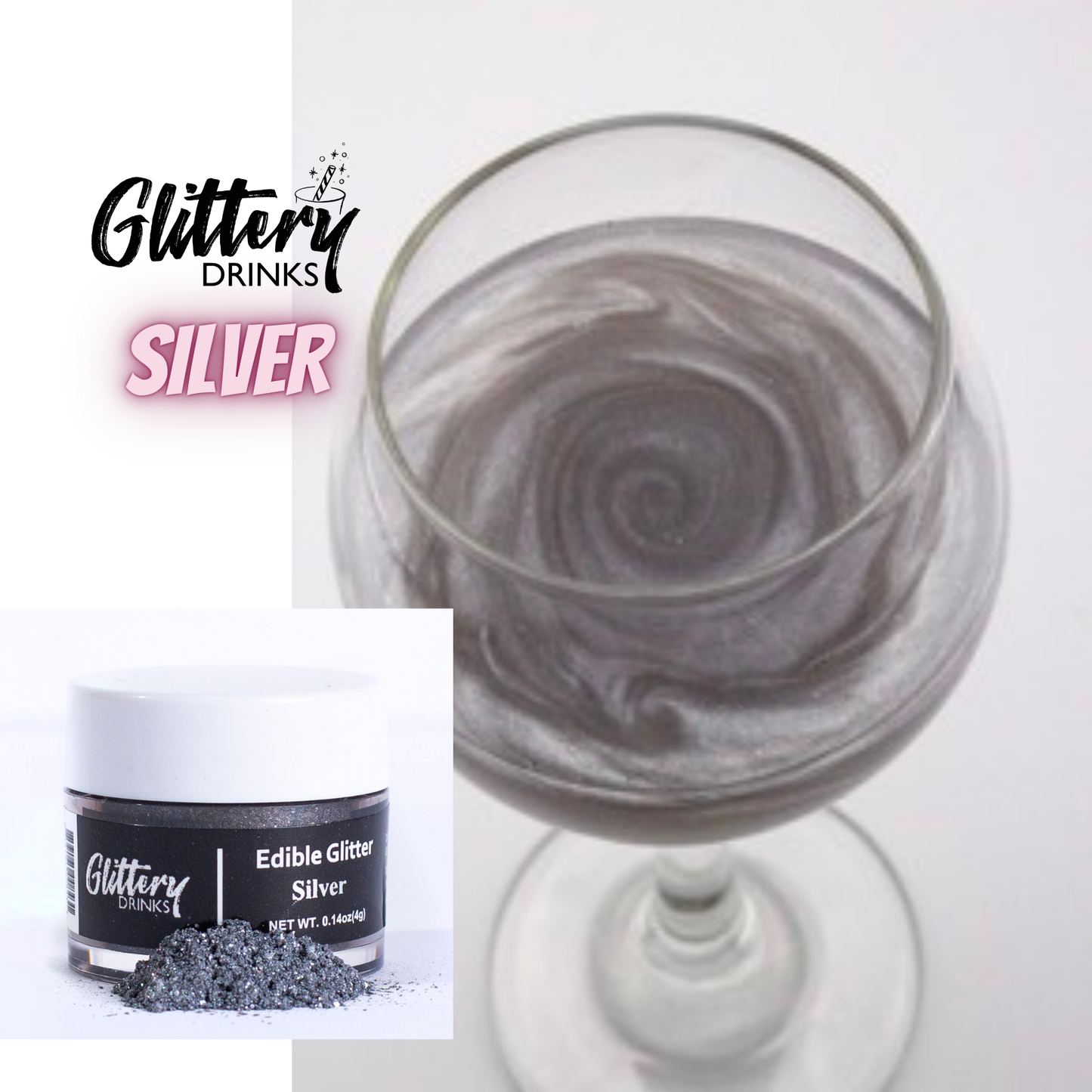 Edible Shimmer Powder for Drinks - Glitter - Various Colors: Light Pink