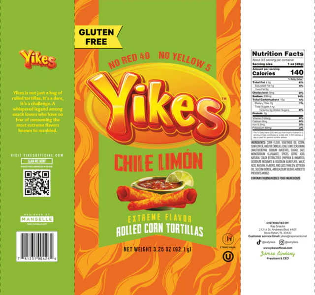 Yikes Chile Limón Rolled Corn Tortillas (4 oz)