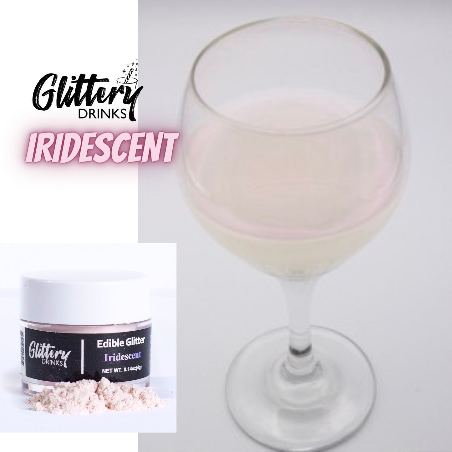 Edible Shimmer Powder for Drinks - Glitter - Various Colors: Light Pink
