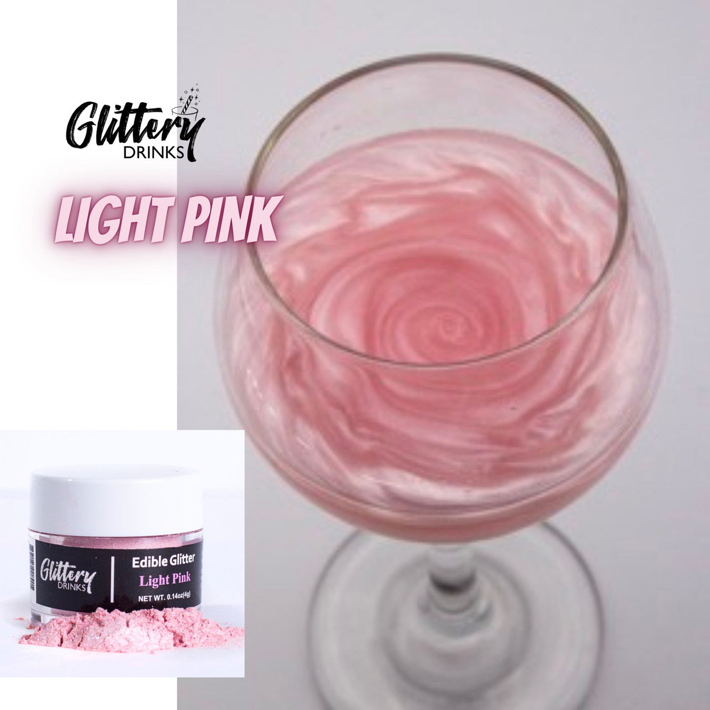 Edible Shimmer Powder for Drinks - Glitter - Various Colors: Light Pink