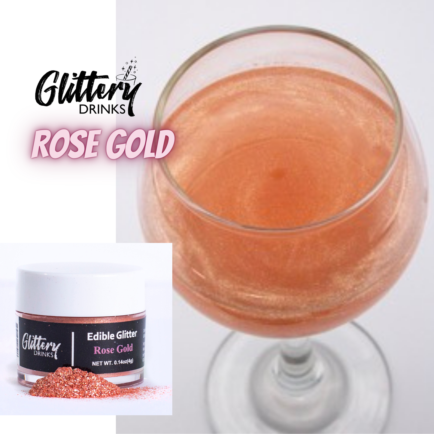 Edible Shimmer Powder for Drinks - Glitter - Various Colors: Light Pink