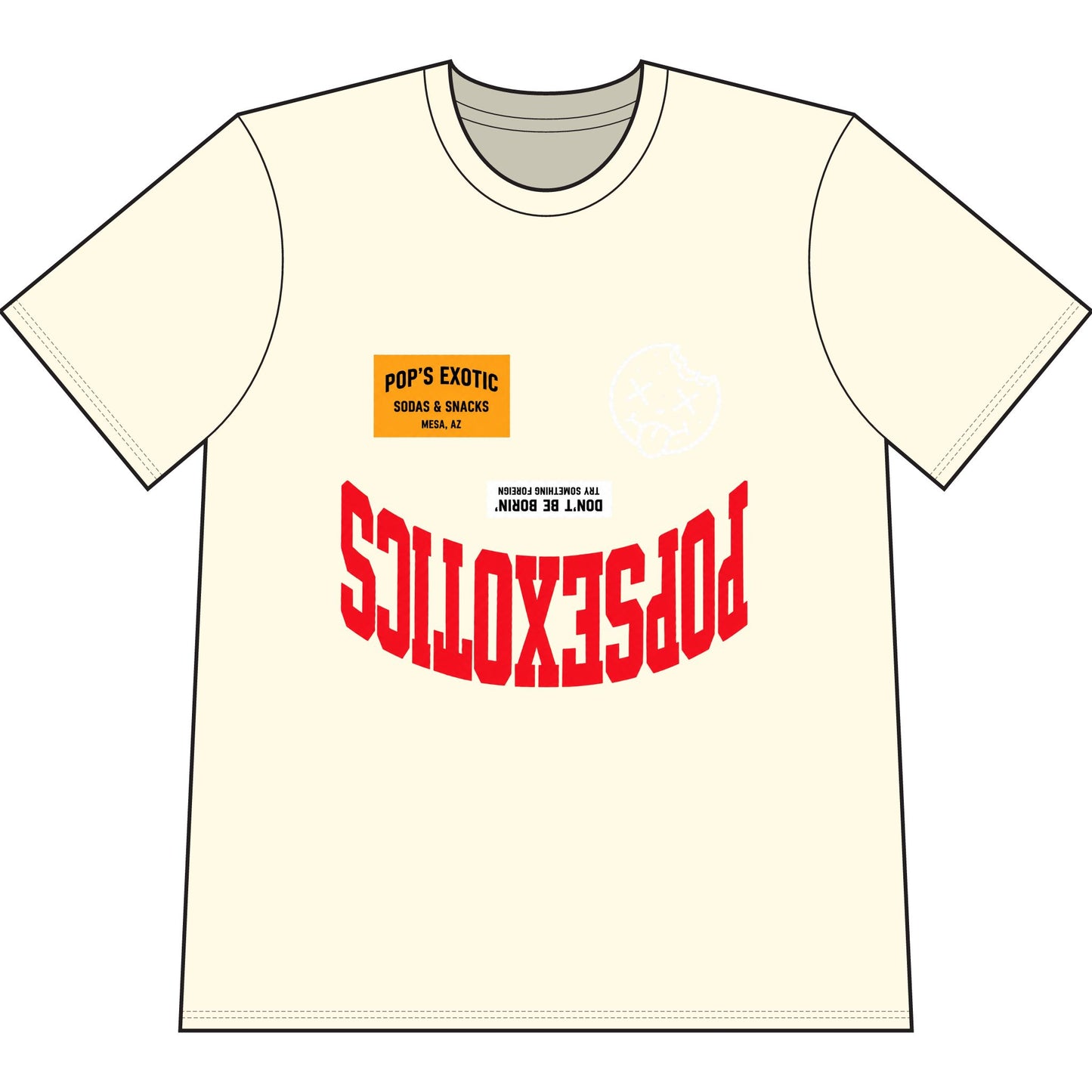 Pop's Exotics Graphic T-Shirt — Bold Upside-Down Logo