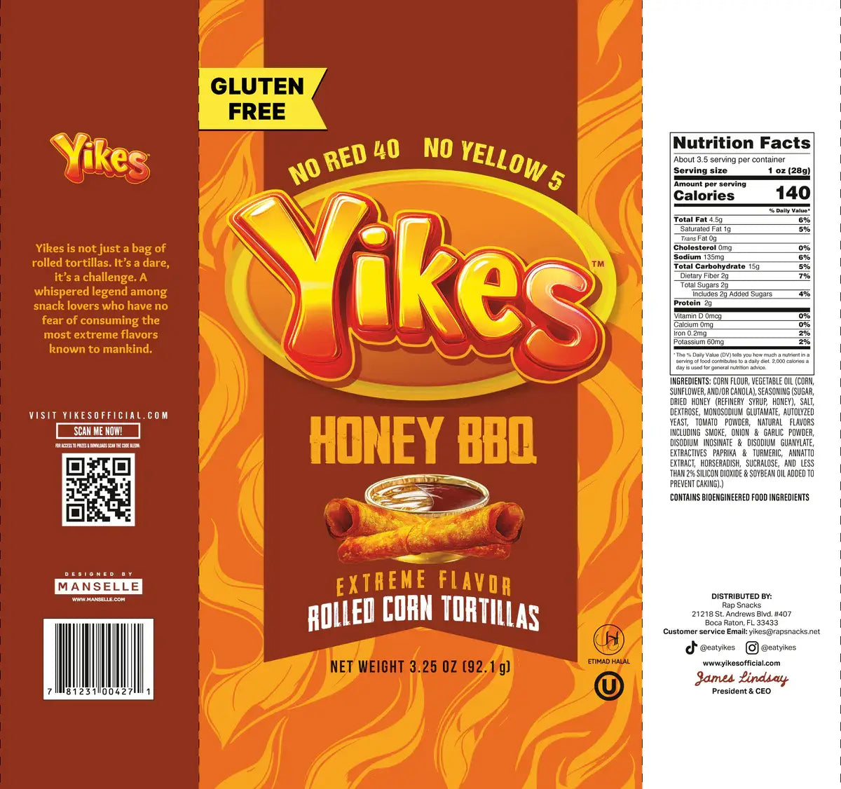 Yikes! Honey BBQ Rolled Corn Tortillas (4 oz)